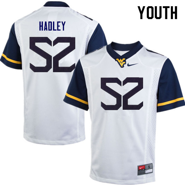 Youth #52 J.P. Hadley West Virginia Mountaineers College Football Jerseys Sale-White